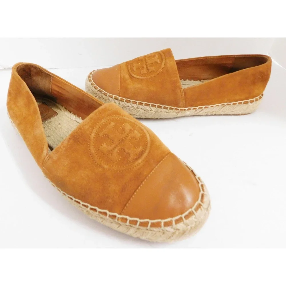 Tory Burch Benton Brown Espadrille Suede Flat Shoes $230rt sz 10 M